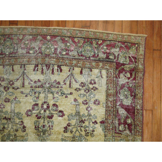 Textile Antique Zabihi Collection Persian Isfahan Prayer Carpet - 4'6" x 6'5" For Sale - Image 7 of 8