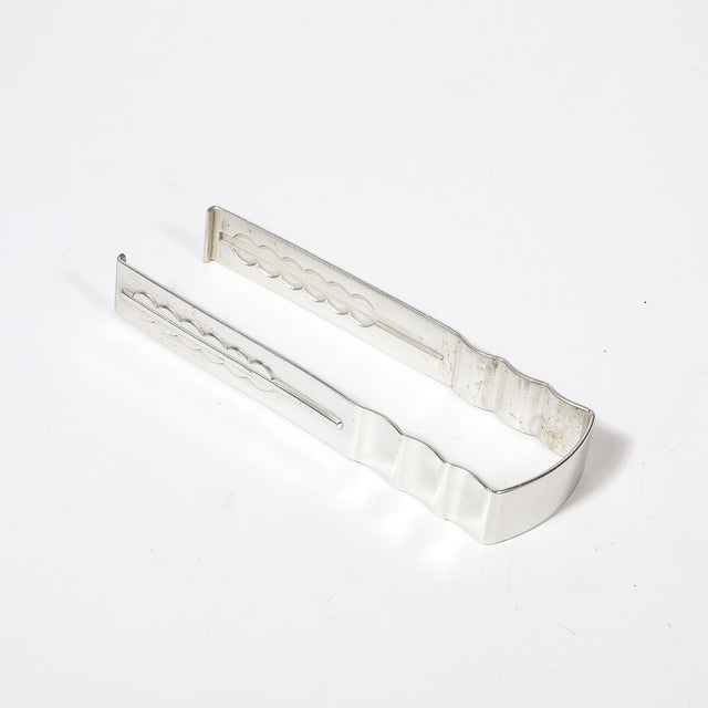 Kensington Ware 1930s Art Deco Ice Bucket in Blue Glass W/ Aluminum Base & Tongs Signed Kensington For Sale - Image 4 of 16