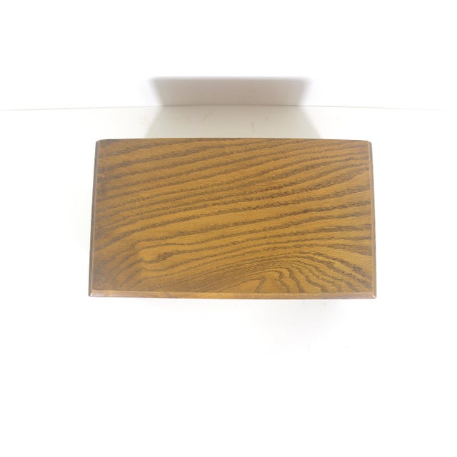 Vintage Oak Wood Jewelry Box Trinket Lidded Box Mens Jewellery Box, Gift Storage Wood Grain Masculine For Sale - Image 6 of 12