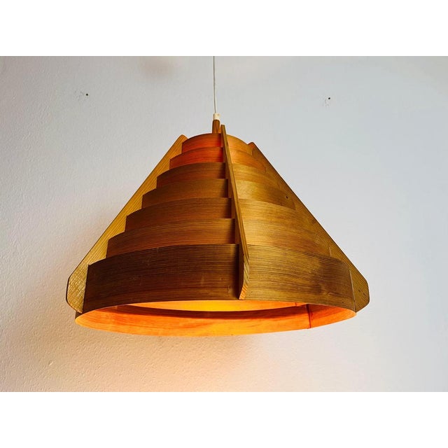 Wood Mid-Century Modern Wooden Pendant Lamp by Hans-Agne Jakobsson, Sweden, 1960s For Sale - Image 7 of 16