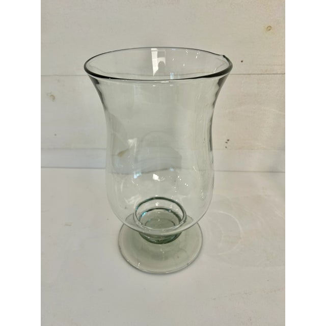 Contemporary Vintage Glass Hurricane Vases, a Pair For Sale - Image 3 of 4