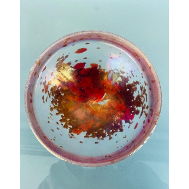 The Dino Martens for Aureliano Toso Murano Iridescent orange bowl is a vintage piece of mid-century modern art glass,...
