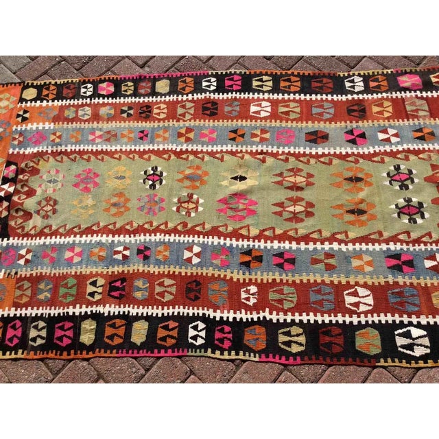 Traditional 1960s Hand Woven Vintage Turkish Kilim Rug - 46" X 81" For Sale - Image 3 of 10