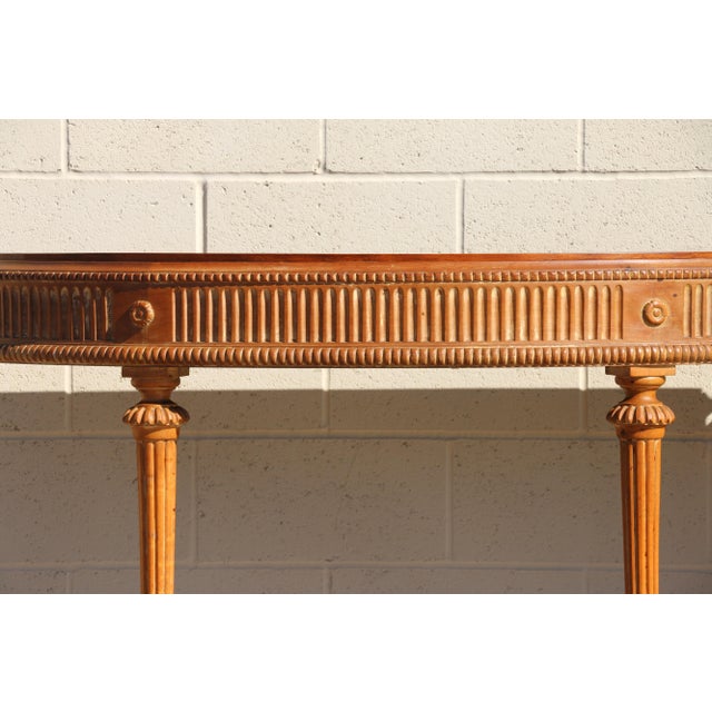 1920s Antique 1920s Neoclassical Carved Fruitwood Demi-Lune Console Tables - Pair For Sale - Image 5 of 18