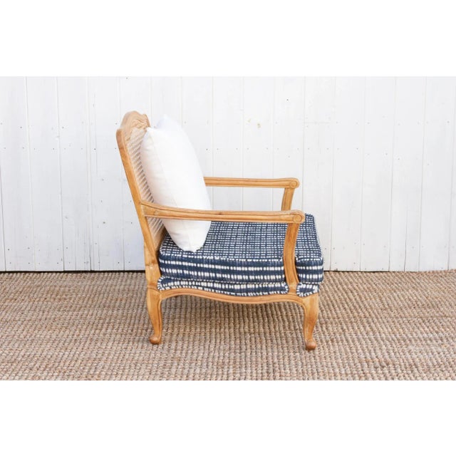 1990s Provincial Cane With Indigo Seat Chair For Sale - Image 5 of 10