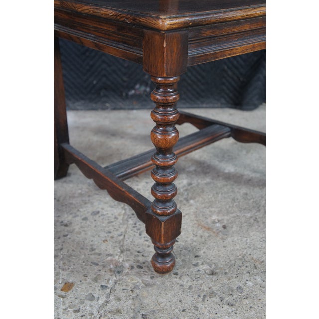 6 Antique Jacobean Spanish Revival Oak Dining Chairs Gothic Arched Back For Sale - Image 15 of 15