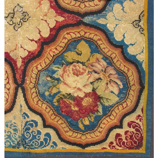 Antique English Needlepoint From the Late-18th Century With Beautiful Flowers 5'10 X 6'1 For Sale In Atlanta - Image 6 of 7