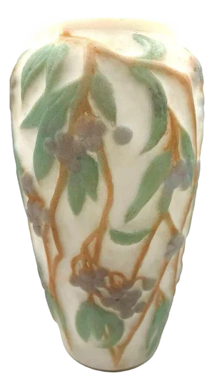 1924 Phoenix Consolidated Satin Glass Lamp Vase Base With Grape Leaves Floral