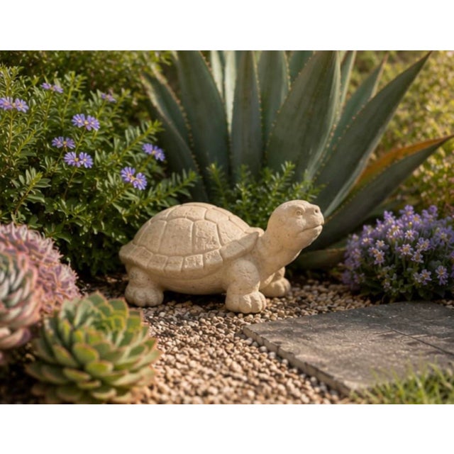 Vintage Cast Stone Turtle Garden Statue For Sale - Image 9 of 12