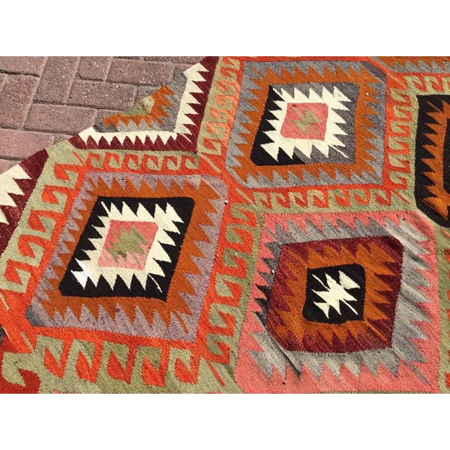 Burnt Orange Burnt Orange Bohemian Kilim Rug - 68" X 109" For Sale - Image 8 of 11