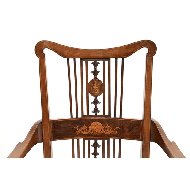 Brown Antique Edwardian Armchair, 1900s For Sale - Image 8 of 13