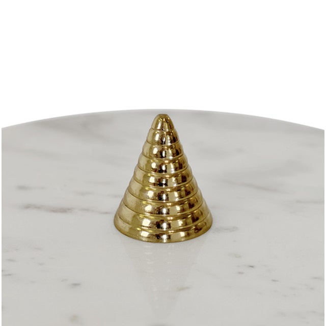 2020s Matthew Izzo Home Pasha Conical Brass and Marble Side Table For Sale - Image 5 of 8