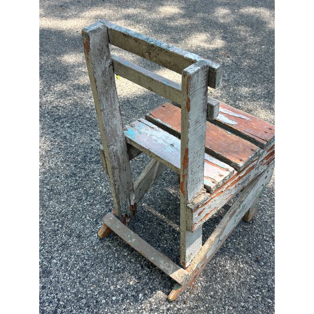 1940s Hand-Built Primitive Painted Chair For Sale - Image 9 of 9