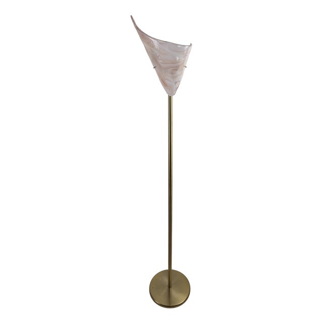 Brass and Pink Murano Glass Floor Lamp from La Murrina, 1970s For Sale