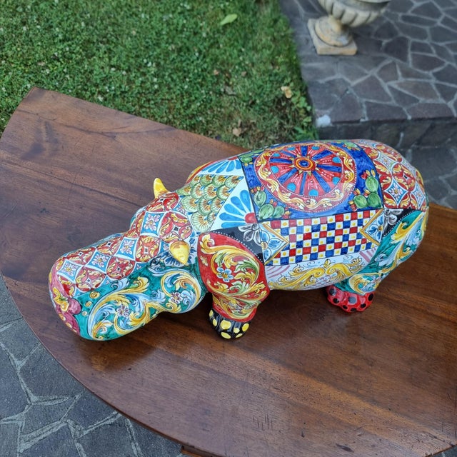 Sicilian Artist, Hippopotamus, 2000, Hand-Glazed Ceramic For Sale - Image 11 of 12