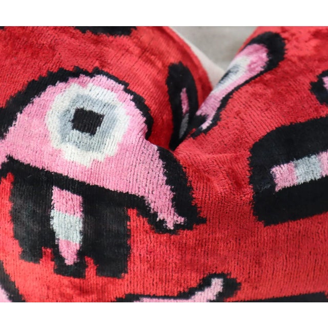 Contemporary Red Pink Velvet Throw Pillow & Down Insert For Sale - Image 12 of 12