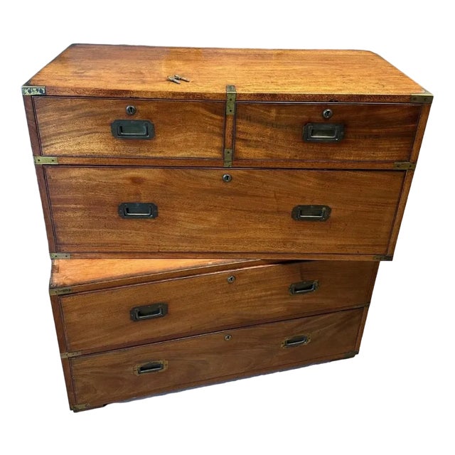 Antique Campaign Chest of Drawers For Sale