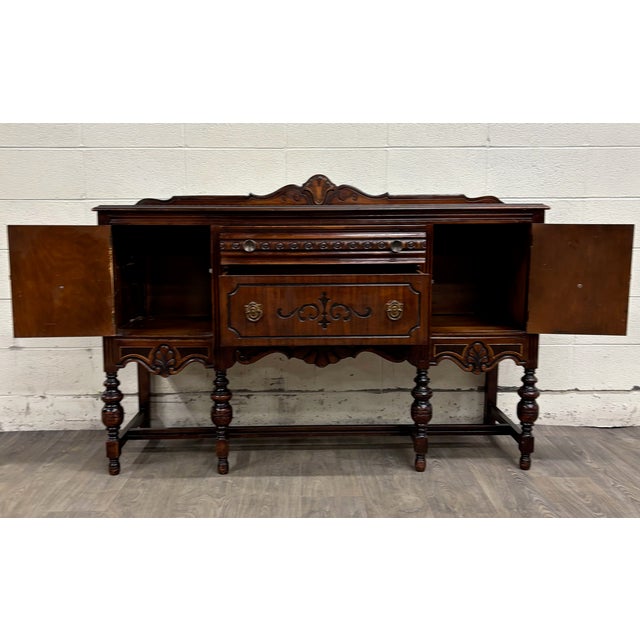 Art Deco Antique Art Deco or Jacobean Revival Style Sideboard Buffet Server Console For Sale - Image 3 of 11