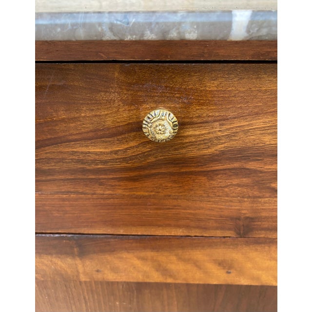 20th Century Biedermeier Nightstand with Marble Top & One-Drawer & Door, 1900s For Sale - Image 10 of 18