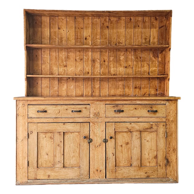 Antique English Pine Kitchen Hutch or Dresser - Circa 1890 For Sale