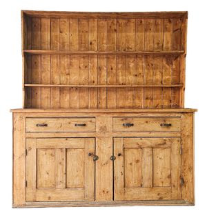 Antique English Pine Kitchen Hutch or Dresser - Circa 1890