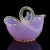 Mid 20th Century Vintage Murano Large Pink Opalescent Gold Flecks Diamond Quilted Italian Art Glass Basket Flower Vase For Sale - Image 5 of 13