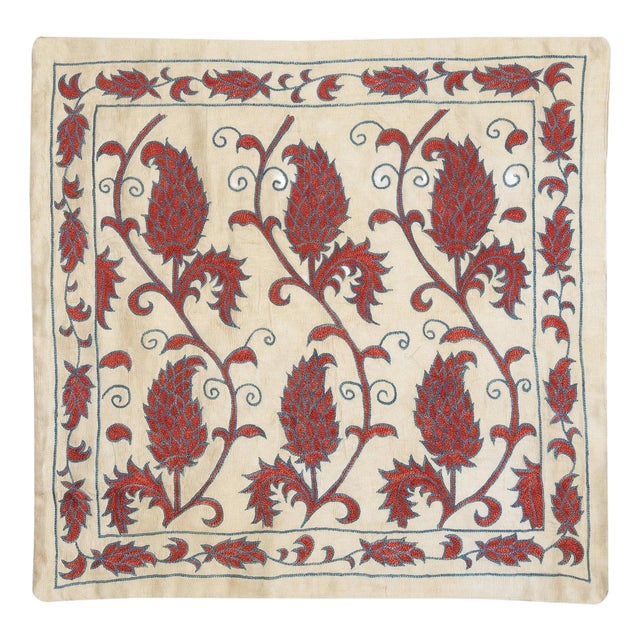 19"x20" Modern Cushion Cover Made of Silk. Embroidered Pillow. New Throw Pillow For Sale