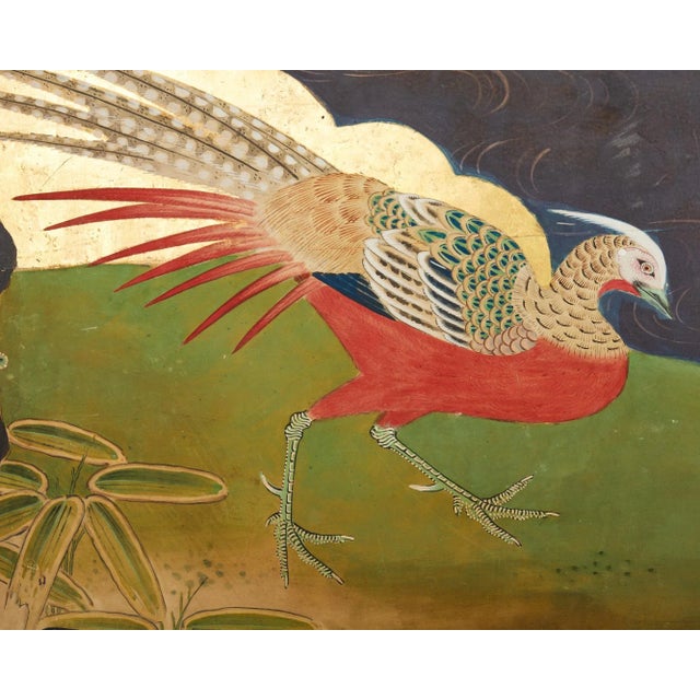 Japanese Meiji Six Panel Screen Kano School Bird Waterscape For Sale In Sacramento - Image 6 of 12