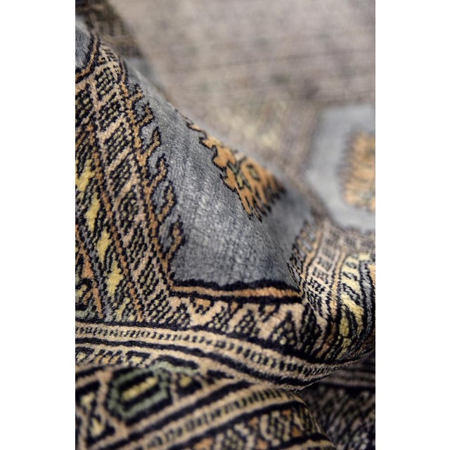 Hand-Woven Blue & Grey Bukhara Rug, 1960s For Sale - Image 10 of 17