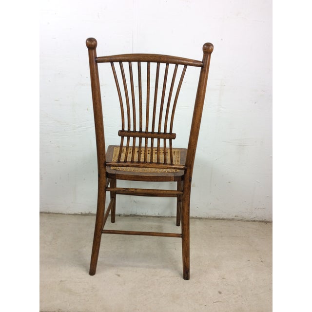 Antique Oak Chair With Unique Turned Wood Back and Caned Seat For Sale - Image 9 of 12