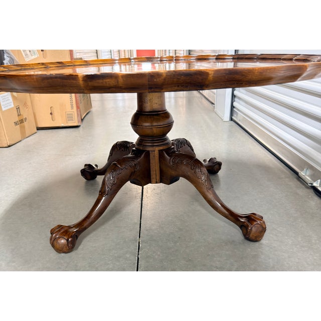 1950s 1950s Henredon Piecrust Mahogany Chippendale Style Coffee Table Claw & Ball Feet For Sale - Image 5 of 12