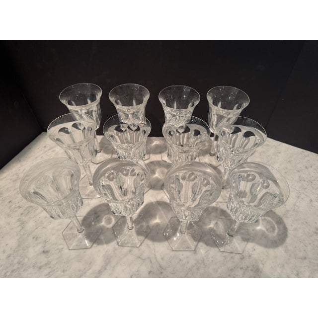 Mid 20th Century Baccarat Malmaison Set of 12 Crystal Wine Glasses For Sale - Image 5 of 7