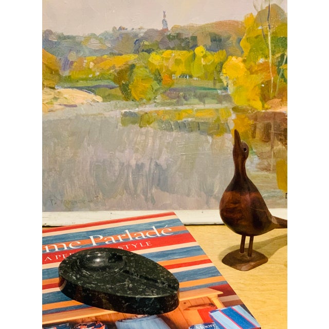 Vintage Mid-Century Modern Italian Marble Cigar, Pipe, Cigarette Ashtray. It is a solid, heavy piece crafted from black...