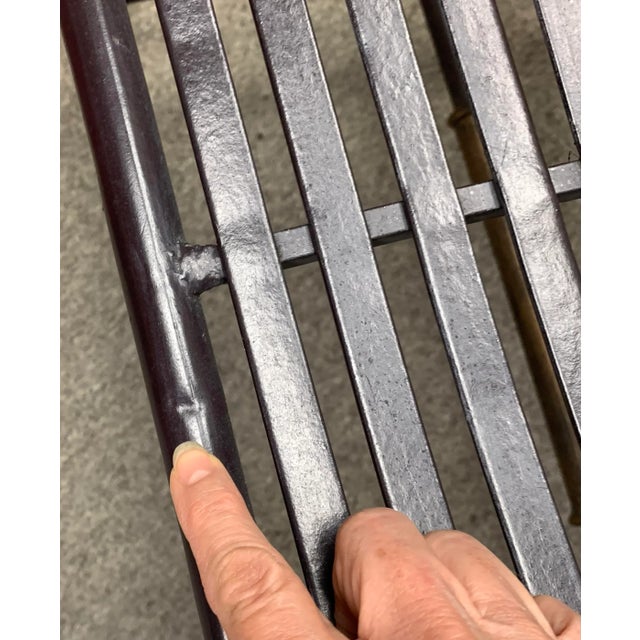 Metal Neoclassical Curved Regency Cerule Bench Burnished Metal and Gilt For Sale - Image 7 of 8