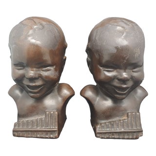 Vintage 1930s Art Deco Helen Liedloff Pan With Flute Bookends - Set of 2 For Sale