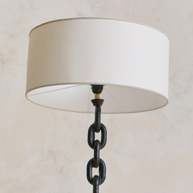 1950s French Brutalist Chain-Link Floor Lamp in Manner of Jean-Pierre Ryckaert For Sale - Image 4 of 8