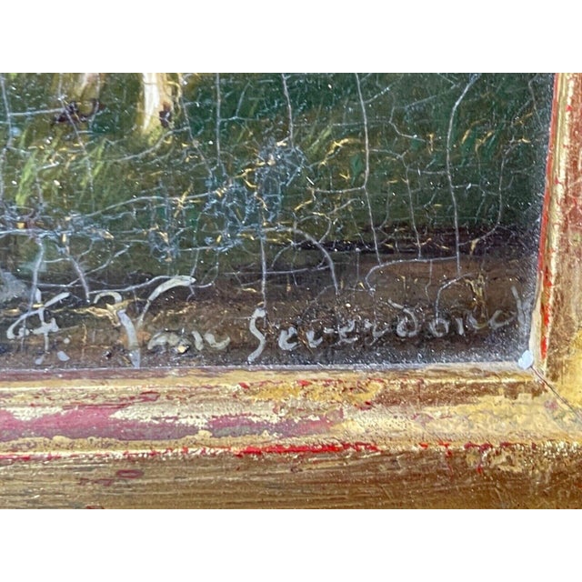 Antique Belgian Sheep Paintings Pair, Franz Van Severdonck Oil on Panel Pastoral Farm Scenes For Sale - Image 14 of 18