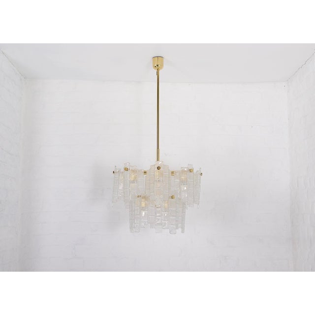 Metal Tiered Pendant Light in Brass and Curved Glass, 1970s For Sale - Image 7 of 7