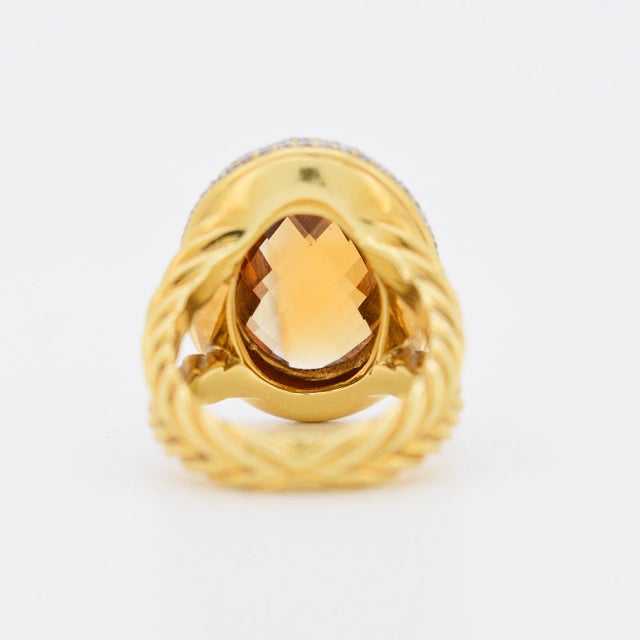 David Yurman - Gold, Champagne Topaz and Diamond Cocktail Ring, Size 5.75 For Sale - Image 6 of 7
