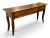 Vintage French country style console or hall table with graceful cabriole legs, an ornamental scalloped apron, and a...