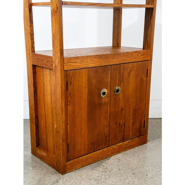 Mid-Century Modern 1960s Mid Century Modern Room Divider Wall Unit Oak Freestanding Modular Shelving For Sale - Image 3 of 12