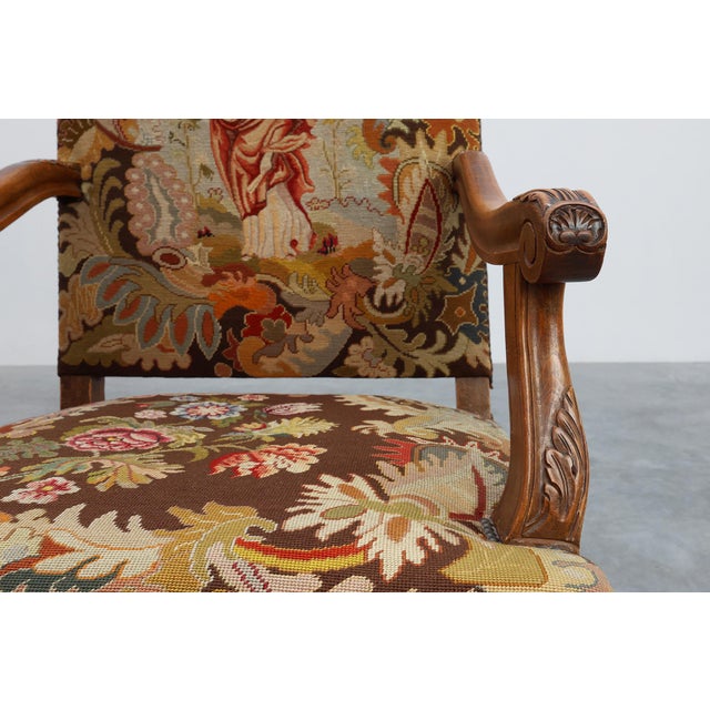 Louis XV Carved Walnut Armchair with Needlepoint Upholstery, France, 1900 For Sale - Image 11 of 18