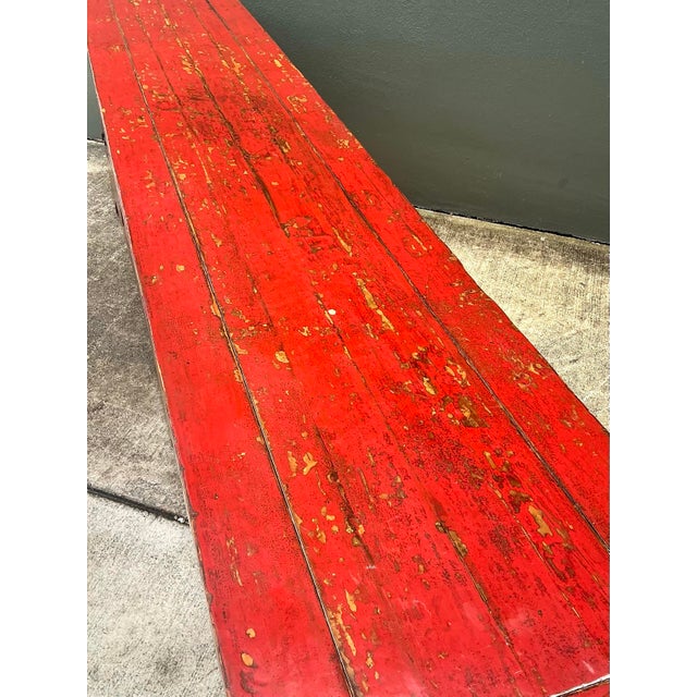 Late 20th Century Vintage Asian Medallion Reclaimed Wood Long Credenza For Sale - Image 5 of 12
