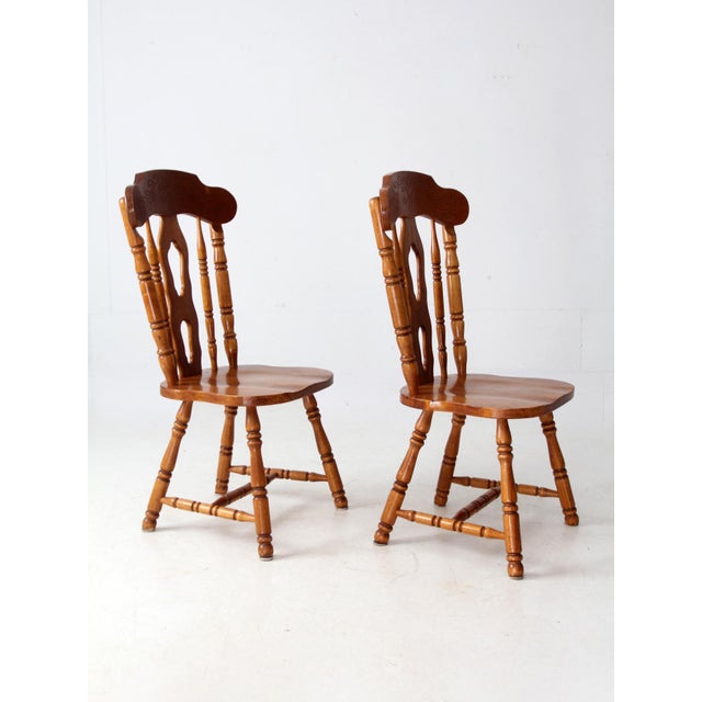 Mid 20th Century Vintage Splat-Back Dining Chairs a Pair For Sale - Image 5 of 15