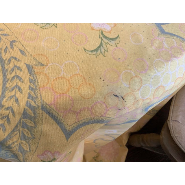 1980s Custom, Lined Yellow, Pink, & Green Round Tablecloth For Sale - Image 10 of 10