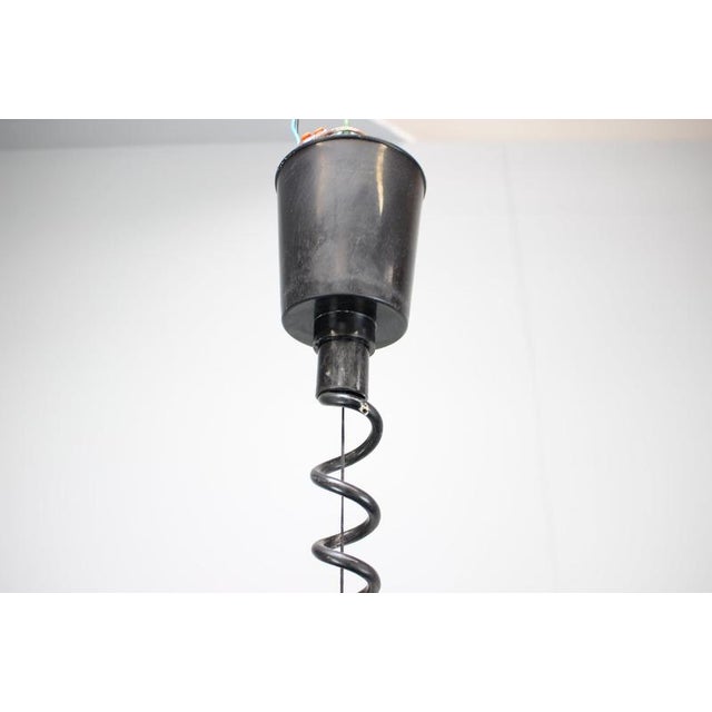 Czechoslovakian Space Age Pendant Lamp in Black Metal, 1970s For Sale - Image 4 of 12