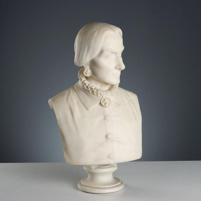 Bust of a Noble Lady, White Marble For Sale - Image 11 of 11
