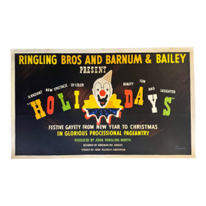 Ringling Bros and Barnum & Bailey Present Holidays 1942 Original Large Circus Poster on Linen 36 X 60”