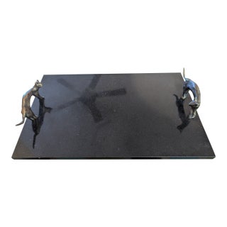 Michael Aram Black Granite Cat Tray -15 by 10 In. For Sale