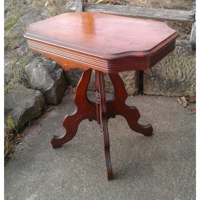 Antique Victorian Eastlake Solid Walnut Parlor Table 1870s For Sale - Image 4 of 18